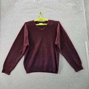 VINTAGE Structure‎ Urban Wear Men Sweater L Burgundy Lambswool Long Sleeve 90s